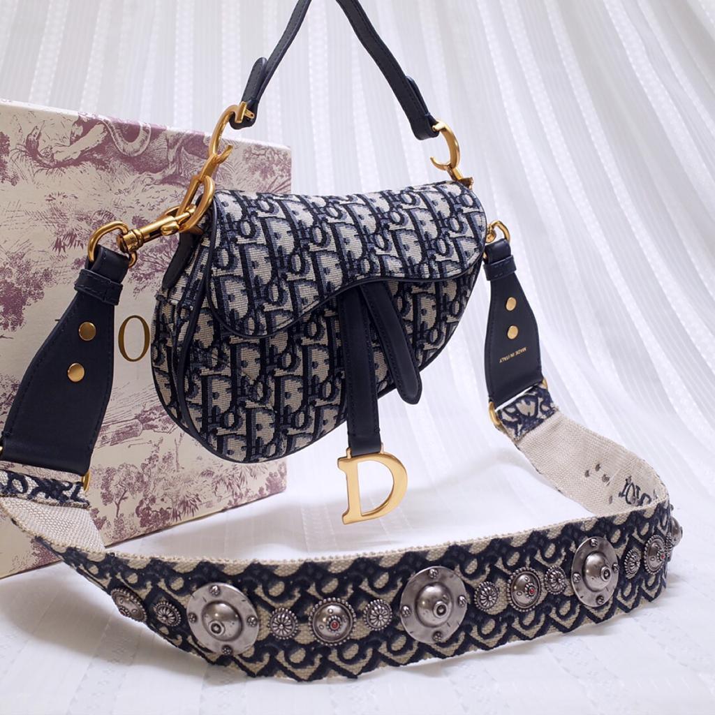 Mini Saddle Bag Blue Oblique Jacquard