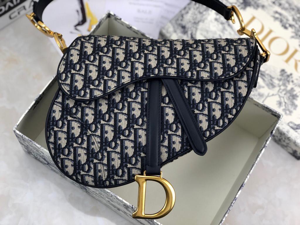 medium Saddle bag with Strap blue oblique