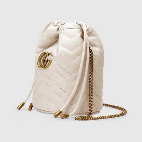GG Marmont mini bucket Bag White Leather