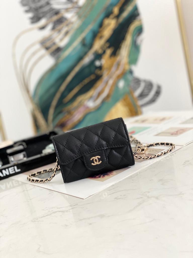 mini wallet on chain caviar Leather