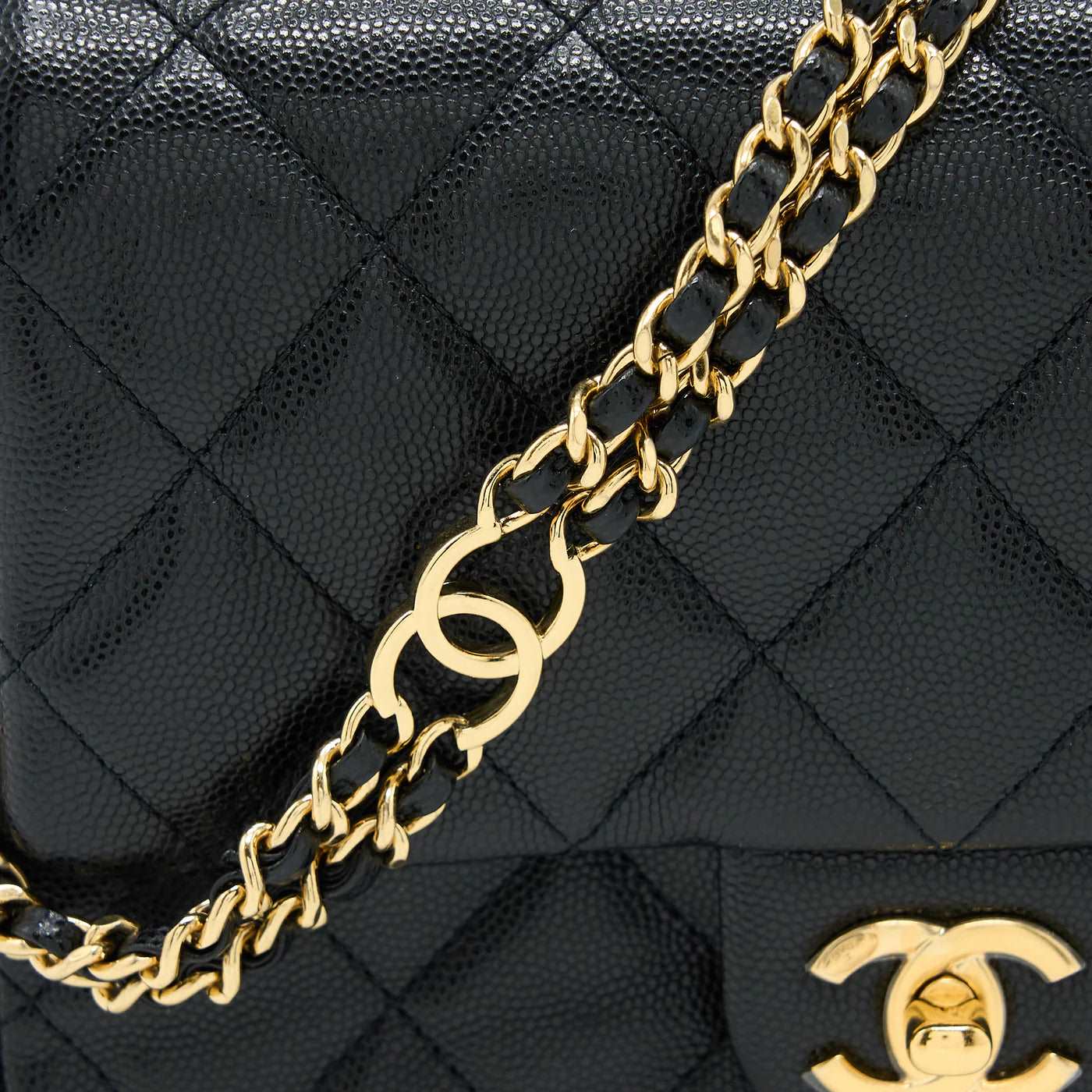 23c Mini Flap Bag Chain Grained Calfskin Black