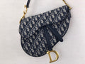 medium Saddle bag with Strap blue oblique