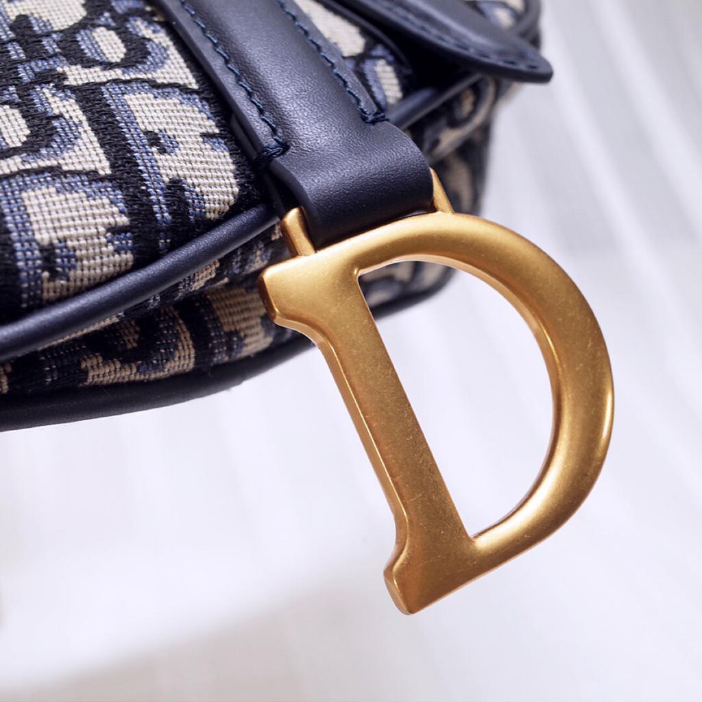 Mini Saddle Bag Blue Oblique Jacquard