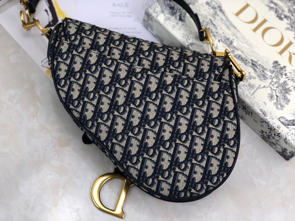 medium Saddle bag with Strap blue oblique