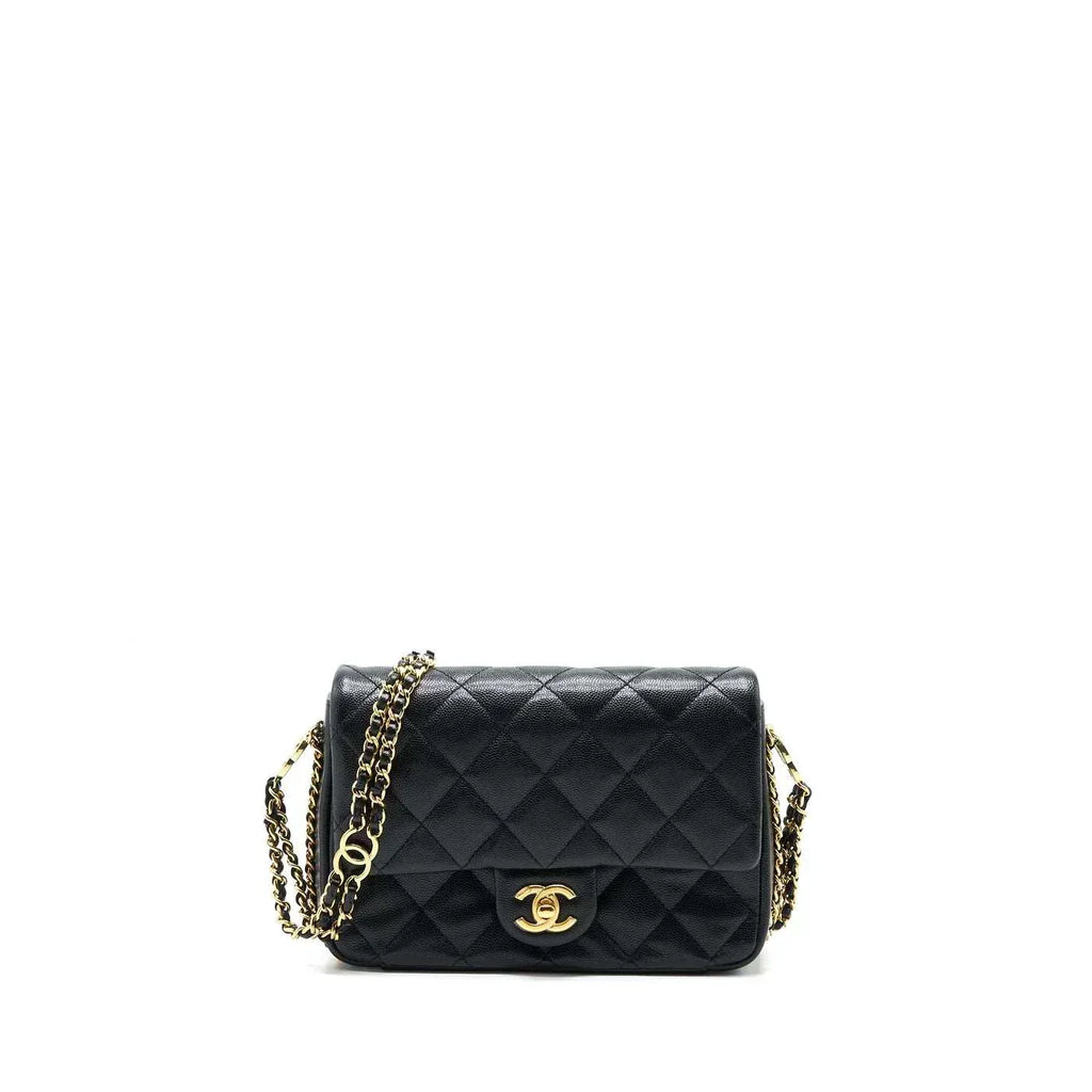 23c Mini Flap Bag Chain Grained Calfskin Black
