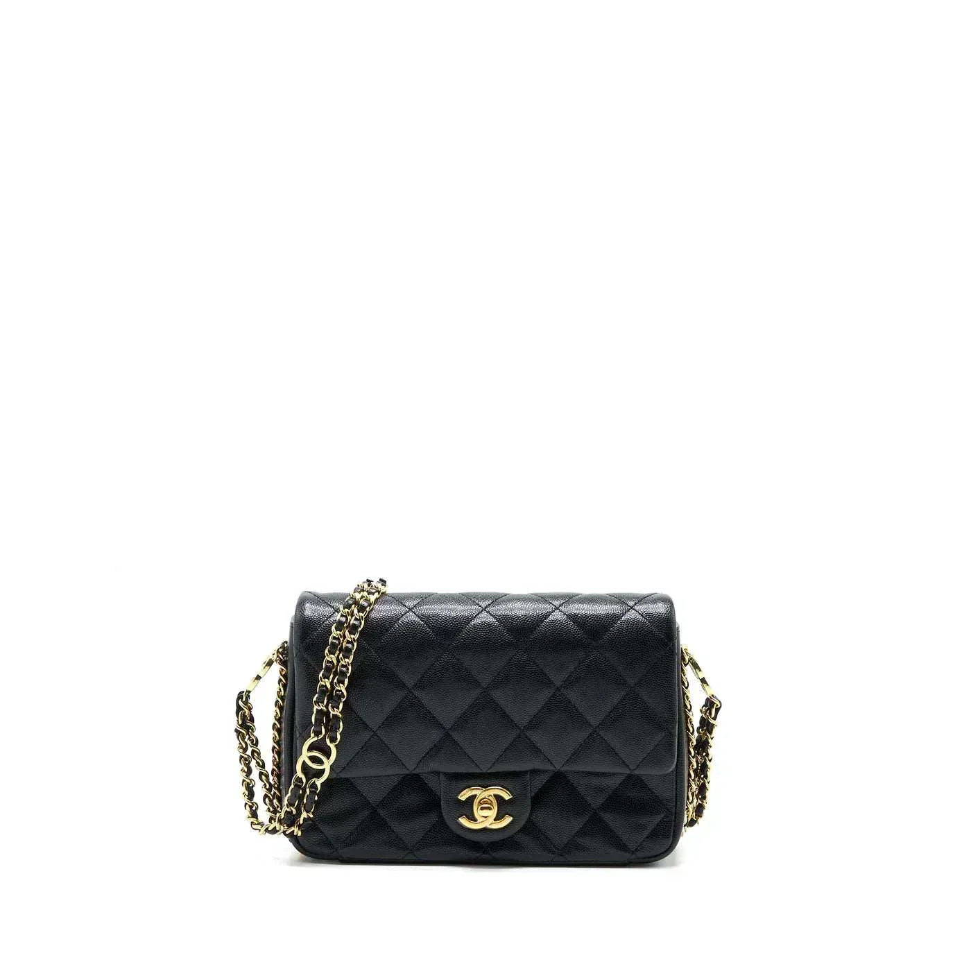 23c Mini Flap Bag Chain Grained Calfskin Black
