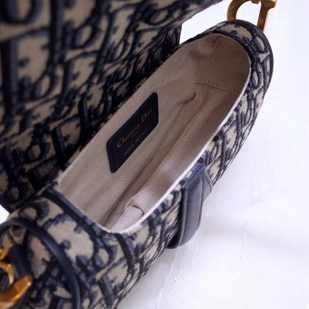 Mini Saddle Bag Blue Oblique Jacquard